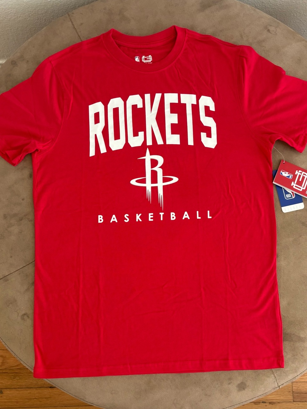 NBA Rockets Red Short Sleeve Tee with White Logo